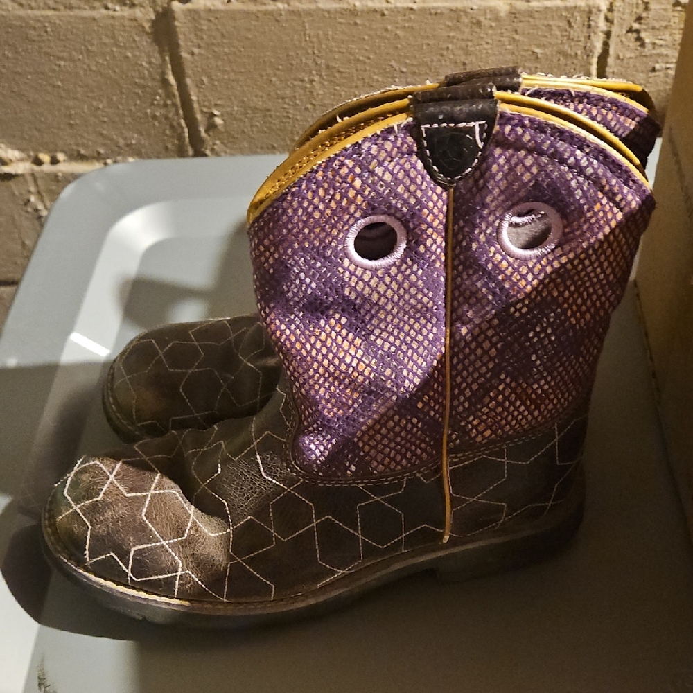 Ariat Women Size 5 Brown/Purple Cowboy Boots
